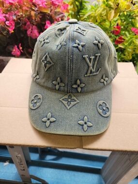 Louis Vuitton Washed Denim Monogram Baseball Cap Blue